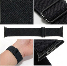Slate Apple Watch Band - detail collage (weave, adjuster, laid flat, on wrist, connector)
